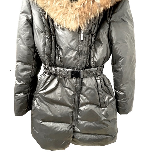 Jessie G. Puffer Coat Down Fur Belt Black Women’s Size L - Picture 6 of 16